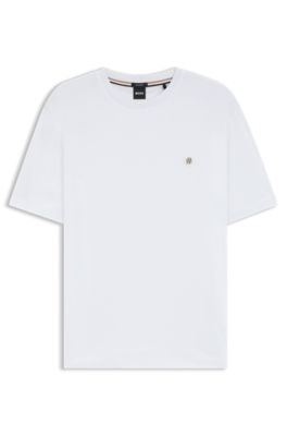 Mercerised-cotton T-shirt with Double B monogram, White
