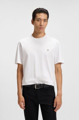 Mercerised-cotton T-shirt with Double B monogram, White