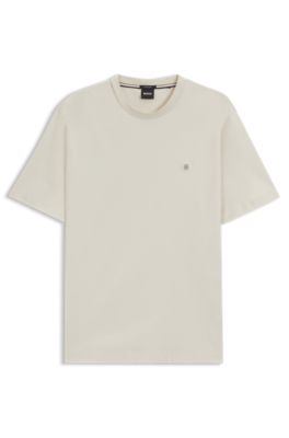 Camiseta regular fit de algod&oacute;n con monograma Double B, Blanco