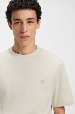 Mercerised-cotton T-shirt with Double B monogram, White