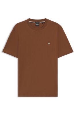 Mercerised-cotton T-shirt with Double B monogram, Brown