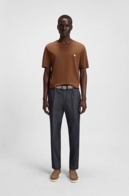 Mercerised-cotton T-shirt with Double B monogram, Brown