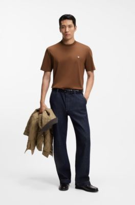 Mercerised-cotton T-shirt with Double B monogram, Brown