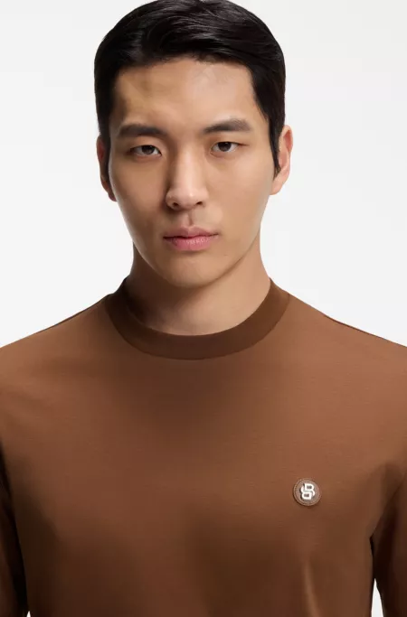 Mercerised-cotton T-shirt with Double B monogram