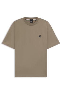 Camiseta regular fit de algod&oacute;n con monograma Double B, Marr&oacute;n claro