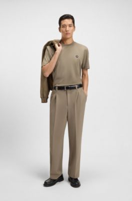 Camiseta regular fit de algod&oacute;n con monograma Double B, Marr&oacute;n claro