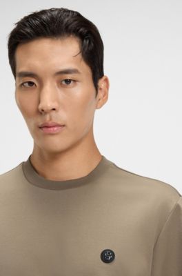 Camiseta regular fit de algod&oacute;n con monograma Double B, Marr&oacute;n claro
