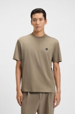 Camiseta regular fit de algod&oacute;n con monograma Double B, Marr&oacute;n claro