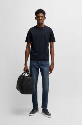 Camiseta regular fit de algod&oacute;n con monograma Double B, Azul oscuro