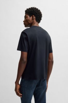 Camiseta regular fit de algod&oacute;n con monograma Double B, Azul oscuro