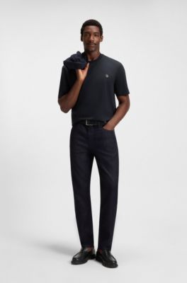 Camiseta regular fit de algod&oacute;n con monograma Double B, Azul oscuro