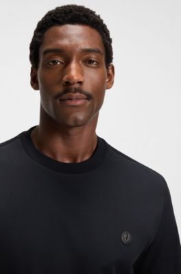 Mercerised-cotton T-shirt with Double B monogram, Dark Blue