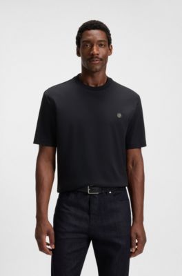 Mercerised-cotton T-shirt with Double B monogram, Dark Blue