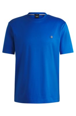 Tシャツ・カットソー HUGO Men T-shirt Blue 50467556 405 BOSS - Stretch-cotton T-shirt with tape trims - Blue