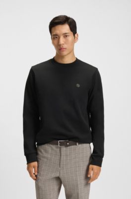 Cotton-blend sweatshirt with Double B monogram, Black
