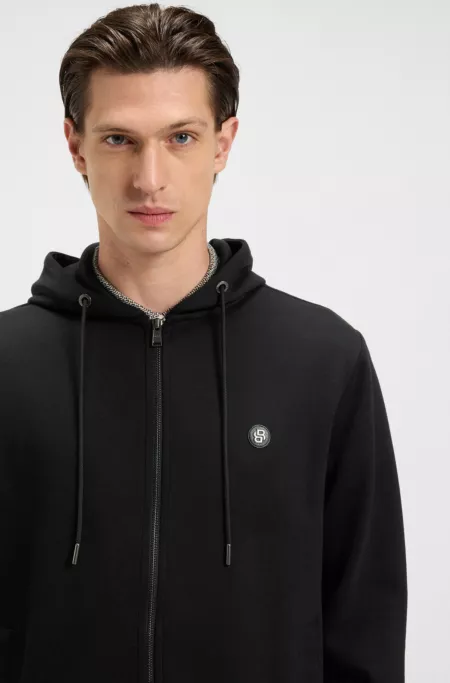 Cotton-blend zip-up hoodie with Double B monogram