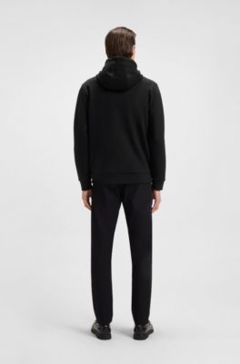 Cotton-blend zip-up hoodie with Double B monogram, Black