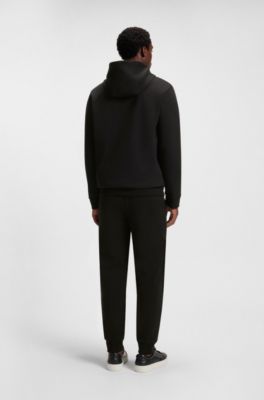 Cotton-blend zip-up hoodie with Double B monogram, Black