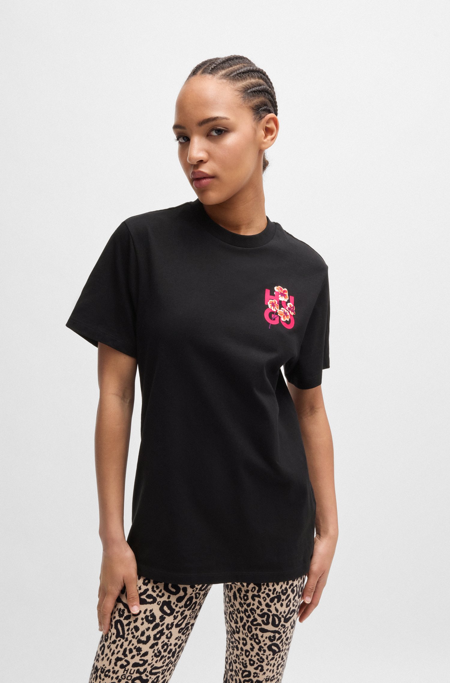 Relaxed-fit T-shirt cotton with floral logo artwork