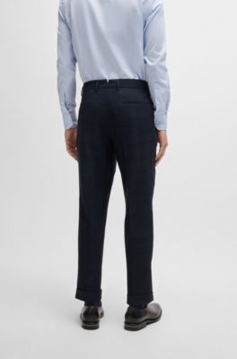 Traje slim fit en mezcla de lana a cuadros, Azul oscuro