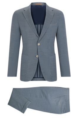 Shop Hugo Boss Slim-fit Suit In A Micro-patterned Wool Blend In Light Blue