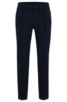 Hugo Boss Slim-fit Trousers In Stretch Wool In Dark Blue