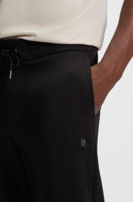 Bas de surv&ecirc;tement en coton m&eacute;lang&eacute; avec monogramme Double&nbsp;B m&eacute;tallique, Noir