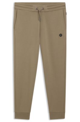 Bas de surv&ecirc;tement en coton m&eacute;lang&eacute; avec monogramme Double&nbsp;B m&eacute;tallique, Brun chin&eacute;