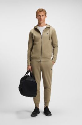 Cotton-blend tracksuit bottoms with Double B monogram, Light Brown