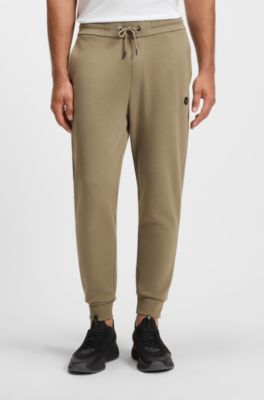 Bas de surv&ecirc;tement en coton m&eacute;lang&eacute; avec monogramme Double&nbsp;B m&eacute;tallique, Brun chin&eacute;