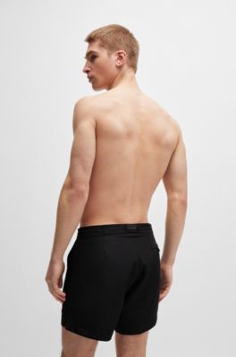 Logo-trimmed swim shorts in quick-dry ripstop fabric, Black