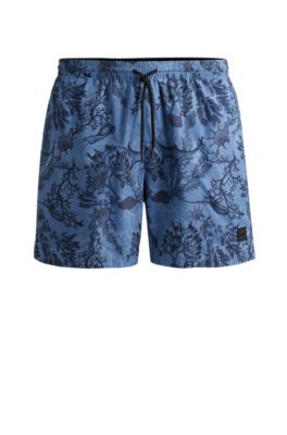 BOSS - Logo-badge swim shorts with seasonal print