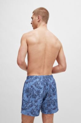 Logo-badge swim shorts with seasonal print