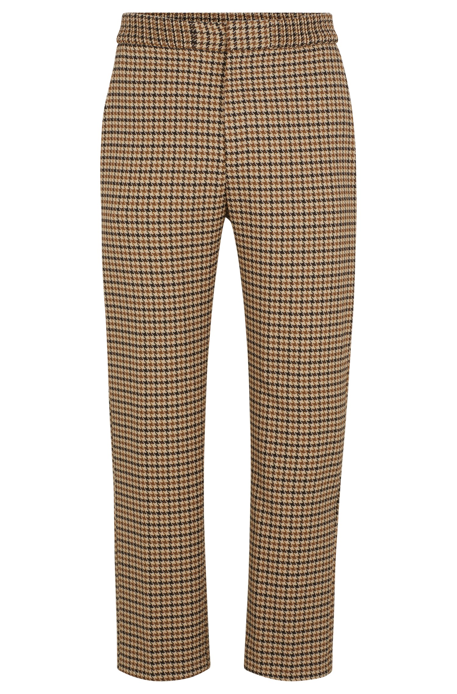 Modern-fit trousers houndstooth stretch material