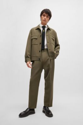 Button-up jacket in super-flex cloth, Khaki
