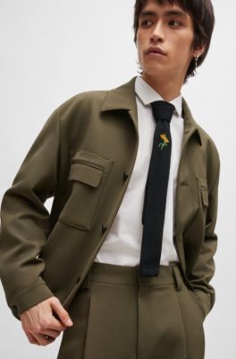 Button-up jacket in super-flex cloth, Khaki
