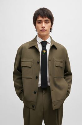 Button-up jacket in super-flex cloth, Khaki