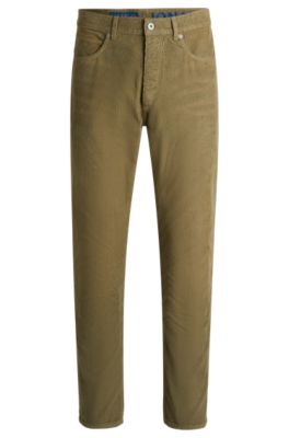 Hugo Boss Regular-fit Jeans In Colored Cotton Corduroy In Light Green