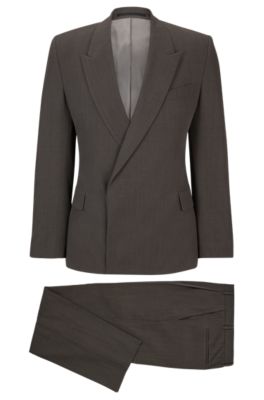 Hugo Boss Relaxed-fit Three-piece Suit In Virgin Wool In Light Grey
