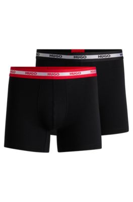 Three-pack of stretch-cotton boxer briefs with logos, Patterned