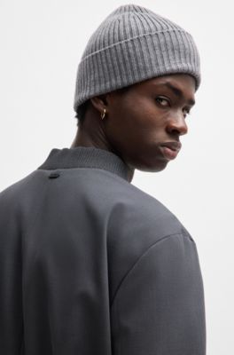 Chaqueta con cremallera slim fit en sarga el&aacute;stica estampada, Gris claro