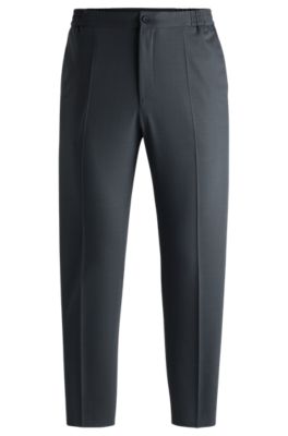 Hugo Boss Slim-fit Trousers In Patterned Stretch Twill In Light Grey