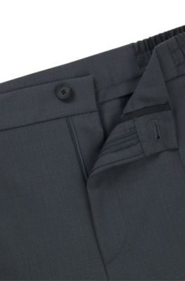 Slim-fit trousers in patterned stretch twill, Light Grey