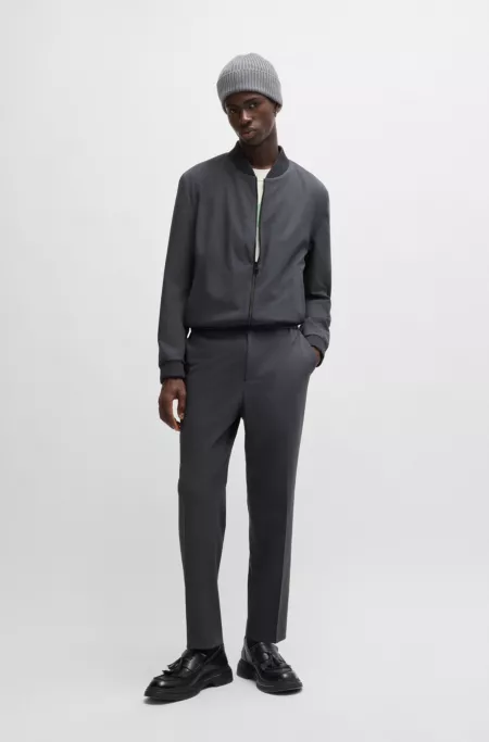 Slim-fit trousers in patterned stretch twill