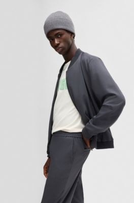 Slim-fit trousers in patterned stretch twill, Light Grey