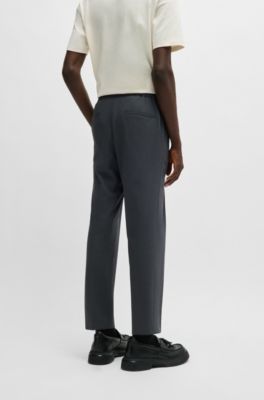 Slim-fit trousers in patterned stretch twill, Light Grey