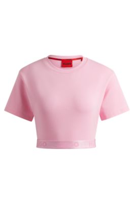 Shop Hugo Relaxed-fit T-shirt With Logo Waistband In Pink