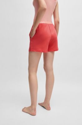 Logo-waistband shorts in terry, Light Red