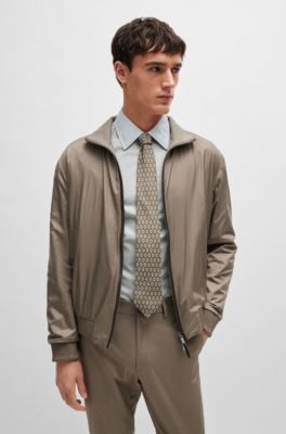 Chemise Slim en coton imprim&eacute; &agrave; col Kent, Chaux