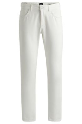 Hugo Boss Slim-fit Jeans In Black Mechanical-stretch Denim In White